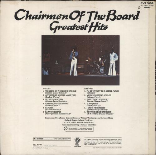 Chairmen Of The Board Greatest Hits UK vinyl LP album (LP record
